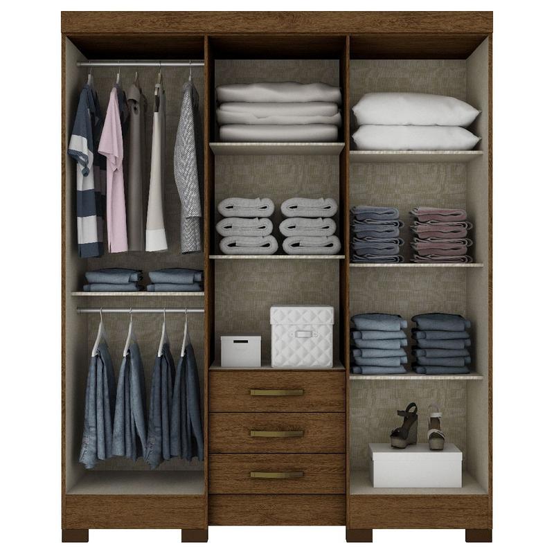 Guarda-Roupa Casal 6 Portas 3 Gavetas Castanho Hp B23 - Briz